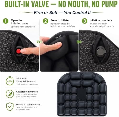 Airplane Seat Cushion - Press to Inflate Travel Cushion for Coccyx Comfort - Image 5