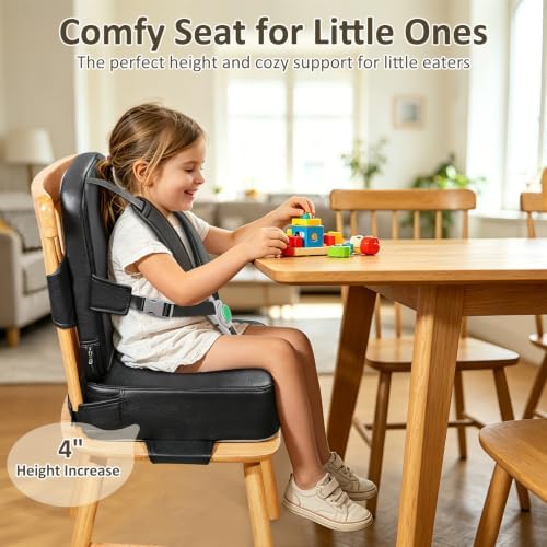 Toddler Booster Seat for Dining Table,Kitchen Chair Booster Cushion | Non-Slip Booster Seat with 5 Piont Harness, PU Waterproof Wipe-Clean Cover, Travel Baby Booster Increasing Cushion - Image 5