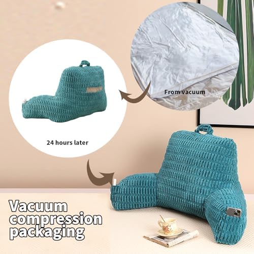 Reading Pillow for Sitting in Bed with Arm,Olive Corduroy,M - Image 4