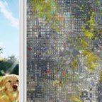Window Privacy Film Static Cling, Yellow Slate Gray Decorative Stained Glass Window Film for Floor-to-Ceiling Glass/Large Patio Doors, Geometric Modern Industrial Abstract Art 29.5 x 118 Inches - Image 4