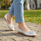 KUNWFNIX Women's Ballet Flats Foldable Classic Crown Rhinestone Slip On Bowknot PU Leather Faux Suede Pointed Toe Comfort Flat Casual Dress Shoes - Image 2