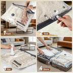 10 Pack Travel Vacuum Bags with Pump, 80% Space Saver Vacuum Seal Bags for Clothing Travel for Luggage & Seasonal Storage - Image 5