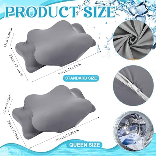 Hahafelt 2 Pcs Cooling Cervical Pillowcase, Dark Gray, Standard Size - Image 2