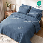 Love's cabin King Size Quilts Bedspreads, 7 Pieces Bed in a Bag, Misty Blue - Image 2