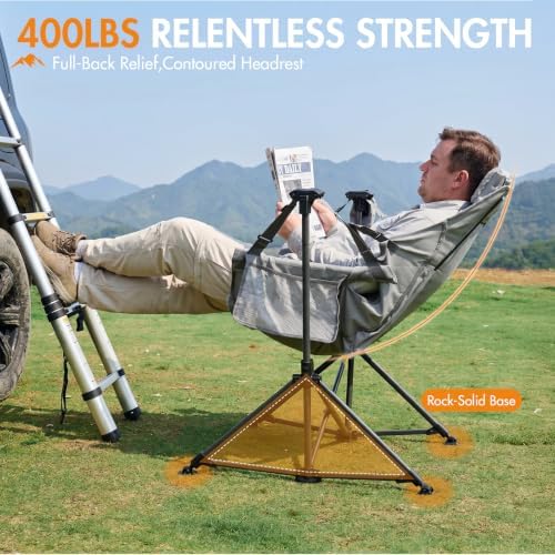 Portal Hammock Camping Chair,Adjustable Recline Backrest,Grey - Image 4