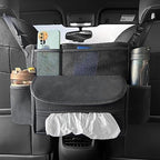 JEYODA Car Suede Seat Organizer High-capacity Seat Back Pouch Central Storage for Pickup SUVs Double-sided Tissue Storage Handbag Holder Car Accessories (Black) by JEYODA