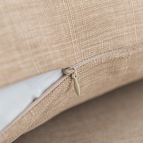 Jeanerlor Fax Linen Solid Decorative 26"x26" Pillow Cover/Euro Sham/Cushion Sham Prime, Velvety and Durable Pillow Cases for Vacation (65 x 65 cm),Natural Linen,2 Packs - Image 4
