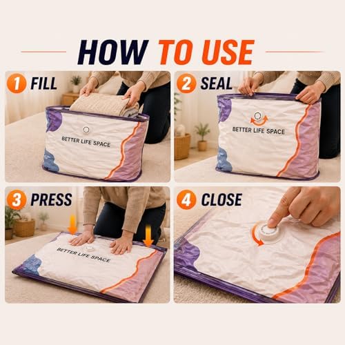 Svozk No Pump Vacuum Storage Bags, Better Life Space Bags, Large Capacity Compression Storage Bags For Clothes, Bedding & Blankets, Space Saving Vacuum Seal Bags Without Pump (3, 70x50x32cm) - Image 6