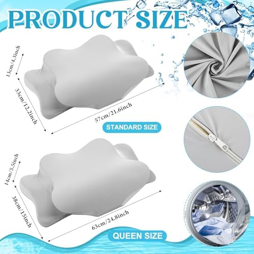 Hahafelt 2 Pcs Cooling Cervical Pillowcase, Gray, Standard Size - Image 2