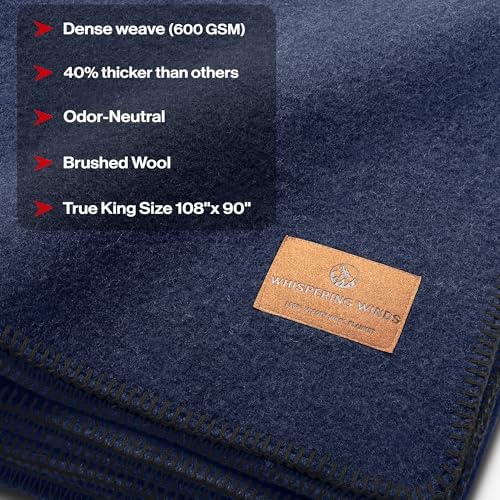 Whispering Winds 100% Wool Blanket, Premium King Size (108"x90") - Image 5