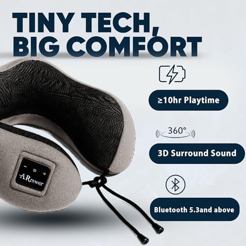 Bluetooth Music Semicircular Neck Pillow Wireless Bluetooth Speaker Suitable Airplane,Bus,Train,Car,Office,and Outdoor Camping for Sleeping, Resting The Best Travel Essentials. (Dark Gray) - Image 6