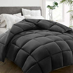 HYLEORY Queen Comforter, All Season Down Alternative Duvet Insert, Cooling Quilted Bed Comforter with Corner Tabs,Machine Washable, Dark Grey, 88x88 Inch by HYLEORY-YourBeddingExpert