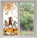 Window Privacy Film Frosted, Thanksgiving Fall Non-Adhesive Static Cling Window Tint, Gnomes Orange Green Pumpkin Leaves Insulated Windows Frosted Films for Living Room, 35.4 x 78.7 Inches by Unknown