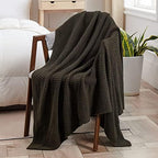 Longhui bedding 100% Cotton Knitted Throw Blanket – Dark Brown, Soft & Cozy, Machine Washable, 51"x63" – Perfect for Living Room, Couch, Sofa, Bed or Travel - Image 6