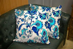 EMMTEEY Blue White Ornate Watercolor Floral Pillow Covers 26x26 Set of 2 - Image 6