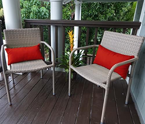 Indoor/Outdoor Polyester Fabric Lumbar Pillow Cover, All-Weather Waterproof Rectangular Cushion Case for Patio Furniture, 16 x 24 Set of 2 -Red - Image 4