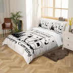 Happy Camping Duvet Cover,Kids RV Camper Bedding Set,Rustic Farmhouse Comforter Cover for Boys Girls Room Decor,Star and Moon Lightweight Bedspread Cover Twin Size with 1 Pillow Case(No Comforter) - Image 5