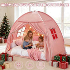 Twin Bunk Bed Tent Canopy for Kids Playhouse, Indoor Portable Foldable Privacy Shelter with Breathable Starry Canopy for Girls & Boys Bedrooms (Twin Pink) - Image 5