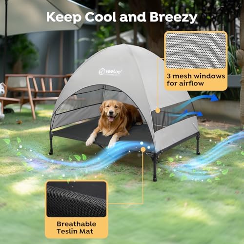 Veehoo Outdoor Dog Bed with Canopy, Cooling Elevated Dog Shade for Outside - Image 3