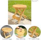 Folding Wood Stool Fully Assembled Side Table Foot Rest Plant Stand - Image 4