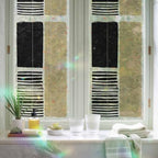 Beige Window Privacy Film Rainbow Static Cling Stain Glass Window Film for Glass Door, Decorative Heat Blocking Sunroof Decal Sticker for Car Home 35.4"x78.7" Modern Abstract Art Farmhouse Striped - Image 6