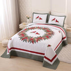 vctops 3 Pieces Christmas Cotton Quilted Quilt Set (Birds,Oversize Queen) - Image 3