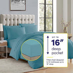 Sweet Home Collection 7 Piece Comforter Set Bag Solid Color All Season Soft Down Alternative Blanket & Luxurious Microfiber Bed Sheets, Misty Blue, Queen - Image 2