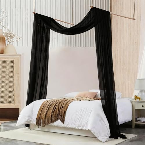 Comtelek Bed Canopy for Girls,King Canopy Bed Curtains with Beds Frame Queen & Full Bed 59 * 228in Black Tulle Gothic Canopy Scarf,Sheer Bed Drapes,Twin Canopy Decor for Baby Crib,Kid Adult Beds - Image 3