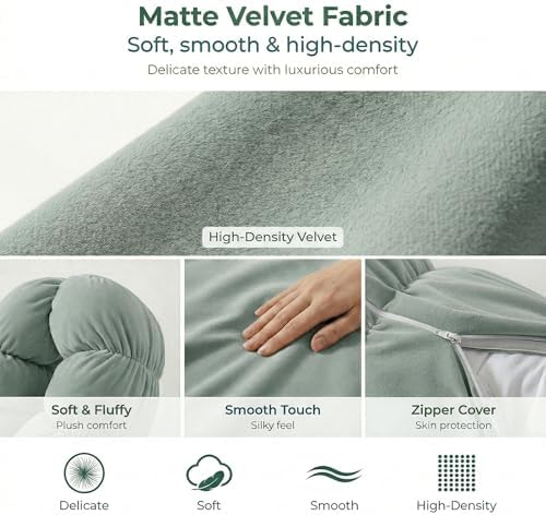Pat. Pend. Long Body Pillow for Side Sleepers, 59 Inch, Green - Image 3