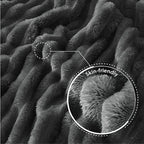 Exclusivo Mezcla Striped California King Fleece Bed Blanket, Grey - Image 6
