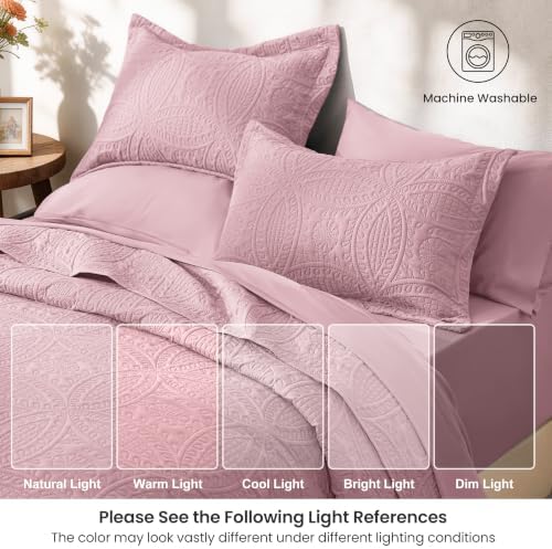 Love's cabin Quilts for Queen Bedspreads, 7 Pieces Bed in a Bag, Pink - Image 6
