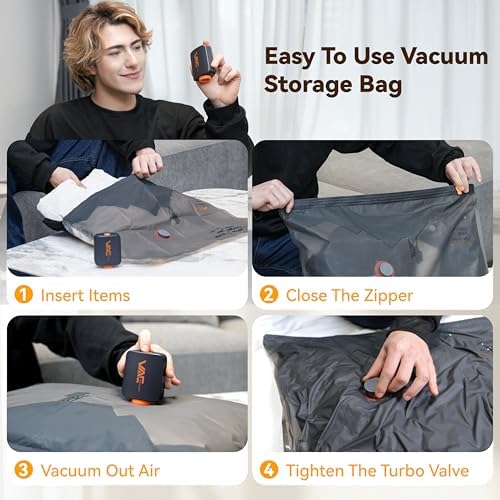 Travel Vacuum Bags for Clothing with Rechargeable Cordless Pump,Vacuum Storage Bags,18 Pack Vacuum Bags,Compression Packing for Clothes,Pillows,Comforters & Travel - Image 6