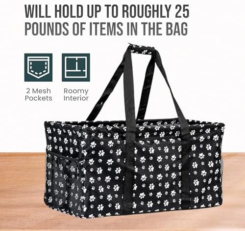 Extra Large Utility Tote Bag - Oversized Collapsible Beach Bag - Dog Paw - Image 5