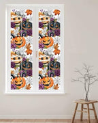 Window Privacy Film Frosted, Pumpkins Halloween Reusable Static Cling Window Tints, Black Horror Purple Floral Botanical Heat Control Windows Films for Offices, Balcony, 29.5 x 118 Inches - Image 2