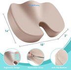 Gel Seat Cushion, Cooling Memory Foam Cushion for Office Chair, Khaki - Image 3