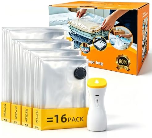 16 Pack Vacuum Bags for Travel with pump Vacuum Storage bags for clothing by Unknown