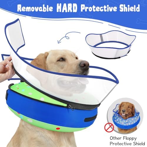 Elevated Inflatable Dog Cone Collar Alternative After Surgery, Dog Donut Collar, Soft Pet Cone to Stop Licking for Small Medium Large Dogs - Image 3