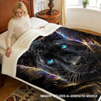 Black Panther Sherpa Blanket Neon Animal Print Throw Blanket for Men Soft Warm Cozy 60x80 Inches Dark Power Design Gamer Room Bedroom Decor Gift for Birthday Housewarming Anniversary - Image 3