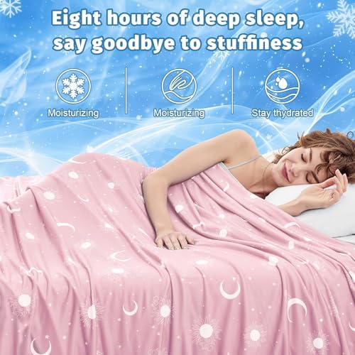 inhand Cooling Blanket - Cooling Blankets for Hot Sleepers -Decorative Lightweight Breathable Summer Cold Blankets for Sleeping Night Sweats to Keep Cool-(90"x108") Peach Pink - Image 2