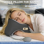 Desk Pillow for Napping, Neck Pillow for Office Chair Headrest, Neck Support Pillows for Desk Sleeping, Inflatable Neck Pillow for Work/Travel/Airplane, Face Down Pillow, Adjustable Height (Grey) - Image 3