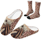 Womens Fuzzy Slipper with Socks Warm Cozy House Slipper and Socks Set Plush Winter Shoes for Indoor by Baxinh
