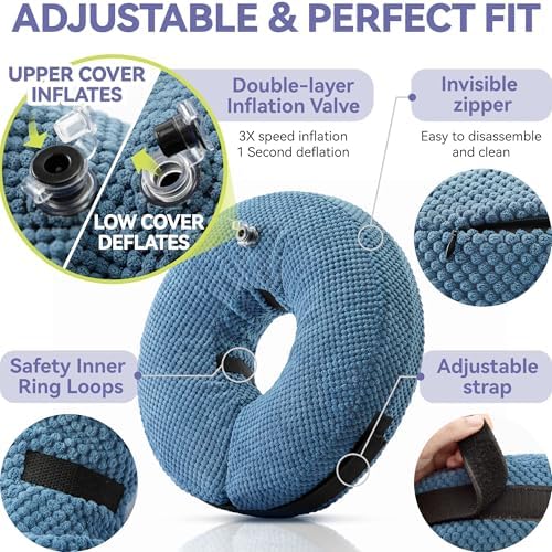 Loflaze Inflatable Dog Cone Collar - Dog Neck Donut Cone Collar Alternative After Surgery - Soft Cone for Large Medium Small Dogs Cats - Alternative Recovery E Collar (Blue, XXL) - Image 6