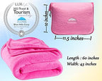 BlueHills Premium Soft Mini Plush Travel Blanket Value Pack Set of 2 - Airplane Travel Essential Flight Blanket Throw in a case with Strap Compact for Car Plane Travel Gift – Pink and Navy Blue. - Image 7