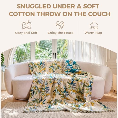 LUTBM Boho Throw Blanket for Bed 60"x80", All Season Cotton Couch Blankets - Image 4