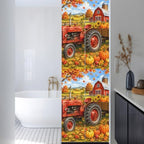 Window Privacy Film Frosted, Orange Fall Pumpkins Reusable Static Cling Window Tints, Thanksgiving Farmhouse Maple Leaves Heat Control Windows Films for Offices, Balcony, 29.5 x 118 Inches - Image 3