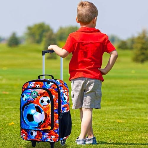 Kids Luggage for Boys 18", Carry on Suitcase with Wheels Soccer Red - Image 5