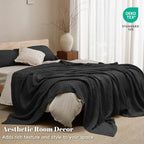 PHF Lightweight 100% Cotton Waffle Blanket for Bed, King, Black - Image 5