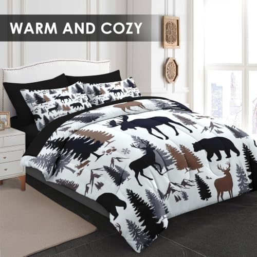 Pamnest Full Comforter Set with Sheets, 7 Pieces Woodland Bear Bedding - Image 2