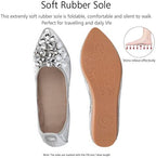 KUNWFNIX Women Ballet Flats Rhinestone Wedding Ballerina Shoes Foldable Sparkly Comfort Slip on Flat Shoes - Image 4