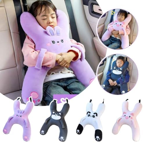 Car Pillow for Kids, H-Shaped Neck and Back Comfort, Cozy Neck Head Support Sleeping Headrest for Travel, Hands & Seat Belt Slot, Washable and Compressible, Perfect for Car,Plane,Train,Boat & More - Image 4